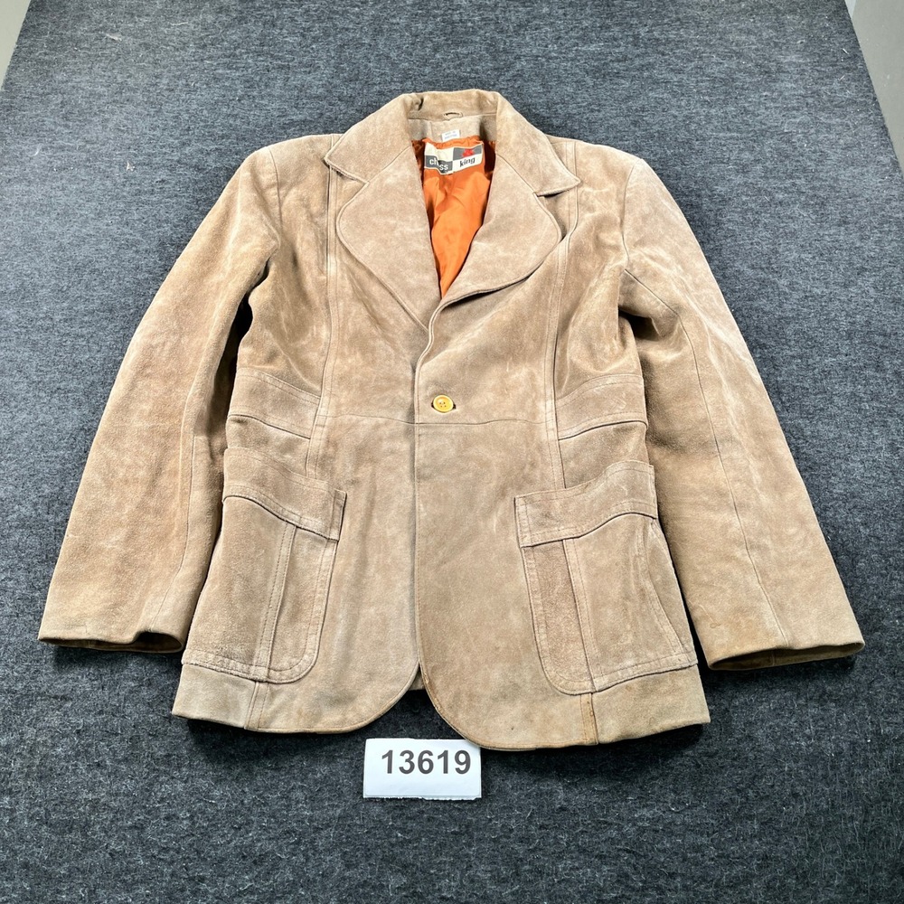 Chess King Suede Jacket Mens 44 Tan Good Vintage 70s Blazer Coat Argentina